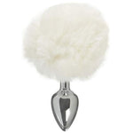 White Fluffy Bunny Tail Anal Plug