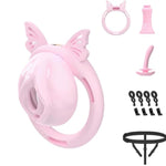Chastity Lock Male Cock Cage - ABS Sissy Chastity Devices with Invisible Lock & 4 Silicone Adjustable Cock Ring, Penis Abstinence Elasticity Belt Comfortable Penis Cage Bondage Gear Sex Toys