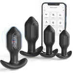 4pcs Anal Plug Training Set with APP Vibrating Plug & 3 Silicone Butt Plug