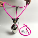 Male Chastity Belt Stainless Steel Invisible Underwear Belt Lockable Pants Light All -Inclusive with Penis cage for aldult Man (Pink, 90-120cm)