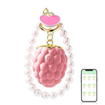 Pink Strawberry Shape Mini APP Clitoral Vibrator with Pearl Chain, USB Recharge Small Vibrator with 10 Modes Adult Sex Toy for Women Couples