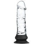 6.2" Small Beginner Glass Dildo with Suction Realistic Clear Anal Dildo