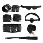 BDSM Kit Sex Bondage Restraint Adult Sex Toys for Couples, 7Pcs Adjustable Handcuffs Collar Ankle Cuff Blindfold Ball Gag Feather Tickle Sex Whip Paddle