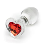 Heart Jeweled 3 inch Glass Butt Plug Sex Toy for Couples, Clear