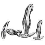 4 Styles Stainless Steel Anal Plug Dildo with White Crystal T Base, Metal Prostate Massager Adult Sex Toy for Man Women - SML