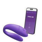 Sync Go Couples Vibrator with Travel Case | Wearable Vibrating Couples Adult Sex Toy | App Controlled G Spot & Clitoris Stimulator | Dual Stimulation with 10 Speeds | Rechargeable | Purple