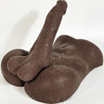 Huge Thick Dildo for Adult, Dildo Sex Doll Torso for Woman Man, Masturbator Toy with Fixed Base, Soft TPE Material Uniex Adult Sex Toy, Bendable Male Dildo Adult Doll Torso - Brown Black Skin