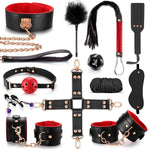 BDSM Bondage Restraints Set, 12pcs Adult Sex Toys for Couples, with Ankle Cuffs, Nipple Clamps, Ball Gag, Blindfold, Rope, Leather, for Beginners and Experienced Users