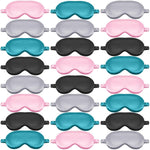 24 Pcs Silk Sleep Masks Soft Satin Eye Masks for Sleeping with Adjustable Elastic Strap Comfortable Blindfold Eyeshade for Men Women Travel Nap Night Sleep(Black, Grey, Green, Pink)