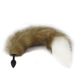 Silicone Anal Plug with Faux Fur Fox Tail, 18 Inch Tail, Adult Toy for Roleplay and Cosplay (Brown)