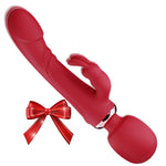 G Spot Clitoral Vibrator Handheld Rabbit Ears Waterproof Rechargeable Realistic Silicone Dildo Vibrators with 10 Powerful Modes Adult Rose Sex Toys for Women