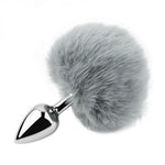 Small Anal Plug, Rabbit Bunny Tail Anal Plug for Cosplay, Butt Plug Adult Sex Toys for Sexual Enjoyment (Gray, Medium)