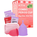 Pixie 2 Menstrual Cups - Ranked 1 for The Softest Reusable Period Cups - Wear 12 Hours - 100% Medical-Grade Silicone - Tampon Alternative for Feminine Care - Buy One We Give One (Combo)