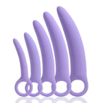 5 Pack Silicone Pelvic Floor Muscle Dilator Trainer Set,Pelvic Wand Massager for Women?Pelvic Floor Strengthening Device - Purple (with Storage Bag)