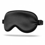 Silk Sleep Mask, Adjustable Soft Eye Cover for Comfortable Sleep & Naps, Pressure-Free, Machine Washable - Black