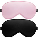 Silk Flat Sleep Eye Mask for Men Women, Non-3D, Black & Pink