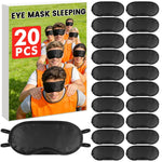 20 PCS Sleep Eye Masks Blindfolds - Light-Tight with Nose Pad & Adjustable Strap, Bulk Comfortable Breathable Party Supplies for Team Building Travel, Black Eye Cover for Women Men