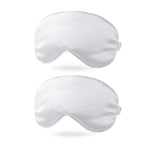 Silk Sleep Mask, 2 Pack Soft Satin Eye Protective Mask Blackout Eye Cover with Elastic Straps for Side Sleeping Women Men Travel, White
