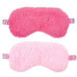 2 Pcs Plush Eye Mask, Soft Sleeping Blindfold Eye Cover Comfortable Satin Back New Faux Fur Nap Eyes Cover Cute Fluffy Furry Sleeping Blindfold for Men Women Plane, Game, Travel Nap (Pink)