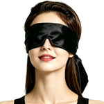 Satin Wrap-Around Sleep Mask, Adjustable Soft Headband for Side Sleepers, Total Light-Blocking Blindfold for Travel, Yoga & Meditation, 59" Long - Black