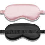 2 Pack Silk Sleep Mask Set Adjustable, Blush Pink & Black