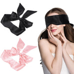 2 Pack Satin Sleep Masks, Adjustable Eye Mask for Travel Nap, Black Pink