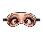 Blonde Hair Cartoon Big Eyes Satin Sleep Mask with Long Lashes & Yellow Iris, Soft Funny Travel Blindfold for Naps, Cute Anime Eye Cover Gift, Blonde Hair & Yellow Eyes