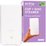 Pixie Menstrual Cup Steam Cleaner - Wash Your Cup + Kill 99.9% of Germs with Cleanser Steam for Feminine Care - 3 Minutes and Your Period Cup is Sterile! Automatic Shut Off - FSA Eligible (White)