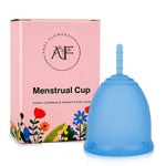 Reusable Menstrual Cup, Medical Grade Silicone Period Cup for Women & Beginners, Eco-Friendly Feminine Hygiene, Leak-Free Comfort for Up to 12 Hours (Small & Large) (Blue, Large)