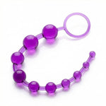 12.75" Graduated Anal Beads - 10-Ball Smooth Anal Training Kit for Beginners - Flexible Jelly Butt Plug with Safety Pull Ring - Purple Adult Sex Toy for Men & Women