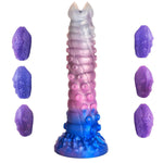 Tenta-Queen Ovipositor Silicone Dildo with Eggs for Men, Women, & Couples. Fantasy Dildo & Harness Compatible. Premium Silicone and Ovipositor Eggs. 1 Piece, Blue & Pink.