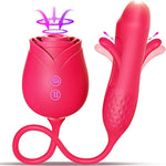 Sucking Vibrator Rose Sex Toy, Flapping Dildo for G-spot Pleasure