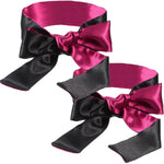 2 PC Satin Blindfold Sleeping Eye Mask, Black Red