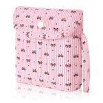 Bow Corduroy Sanitary Pad Pouch Soft Discreet Pad Bags for Period for Women Cute Nursing Pad Holder Menstrual Cup Tampon Pouch First Period Gift Feminine Bag (Pink)