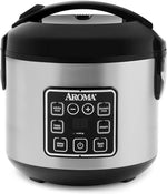 Digital Rice Cooker, 4-Cup (Uncooked) / 8-Cup (Cooked), Steamer, Grain Cooker, Multicooker, 2 Qt, Stainless Steel Exterior
