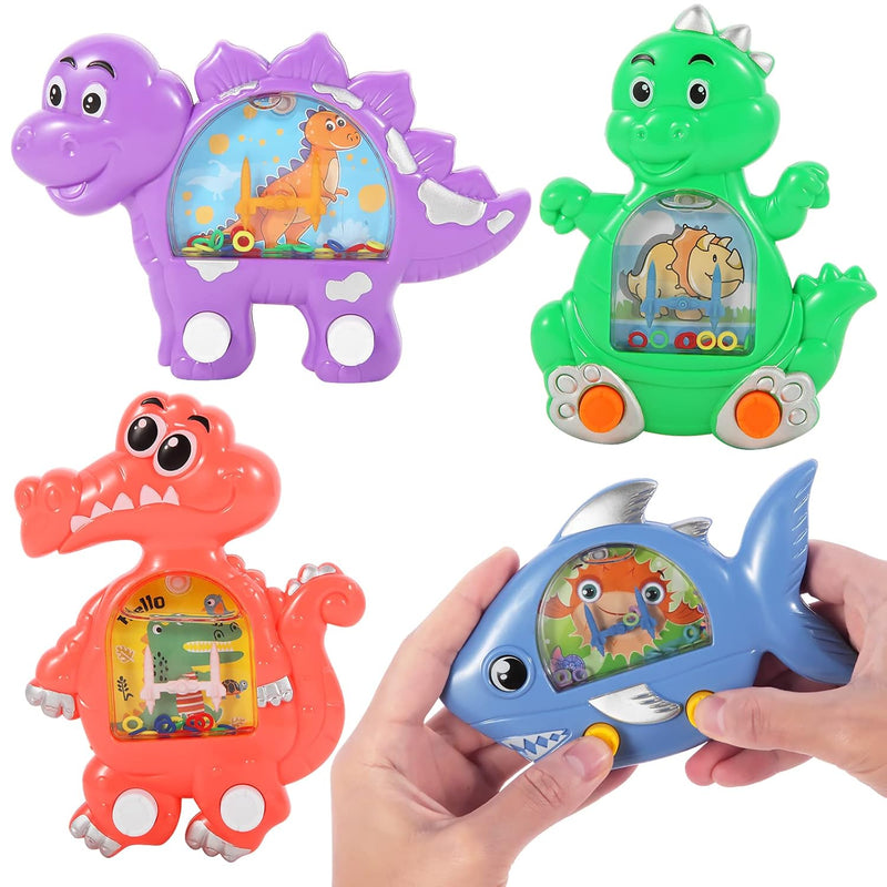 4 Pcs Animals Dinosaur Handheld Water Games, Water Toss Ring Game Aqua Toy