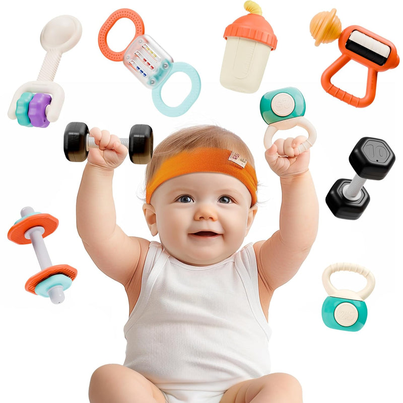 iPlay, iLearn Baby Rattle Teether Toy, Infant Gym Rattles Set for 3-6 Month