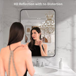 Black Metal Framed Bathroom Mirror for Wall, 22X30 Inch Rounded Rectangle Mirror, Matte Black Bathroom Vanity Mirror Farmhouse, Anti-Rust, Tempered Glass, Hangs Horizontally or Vertically