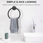 Towel Holder for Bathroom Wall Matte Black Towel Ring 304 Stainless Steel Hand Towel Holder Heavy Duty Towel Hanger for Bath, Kitchen