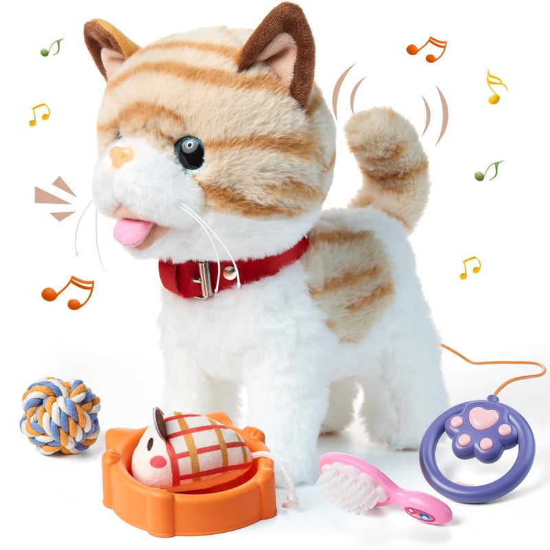 Walking Talking Toy Cat With Remote Control Leash, Plush Pet Electronic Int