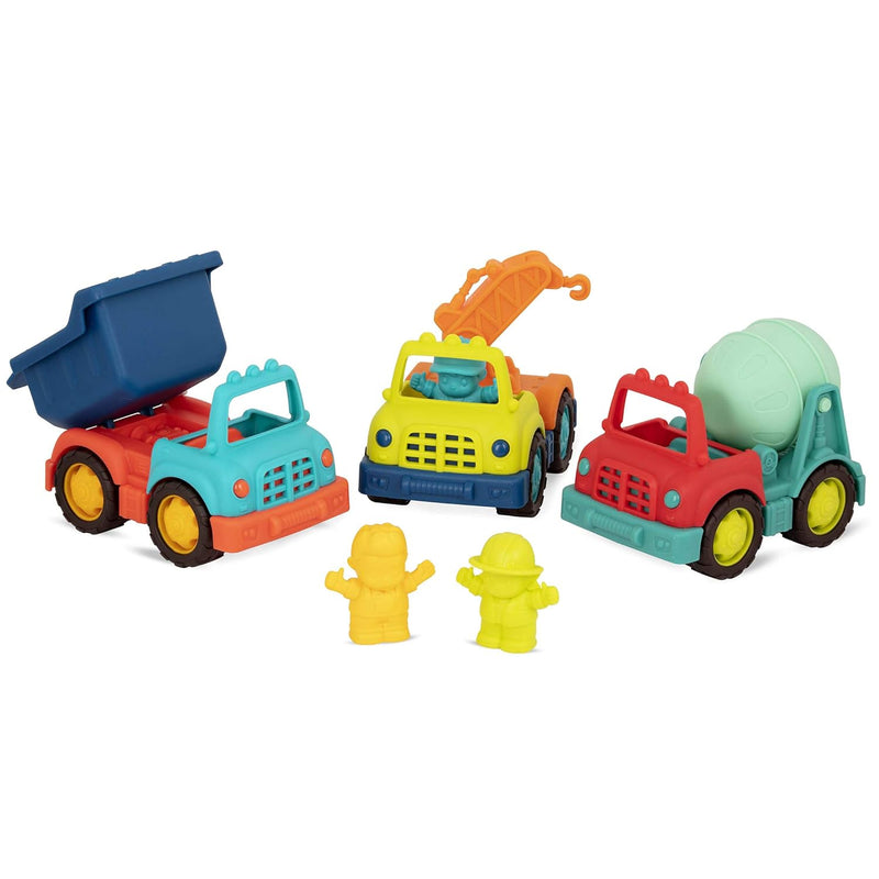 Happy Cruisers Construction Truck Set Dump Truck, Cement Mixer & Crane Mini To