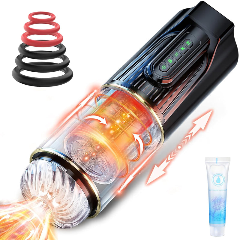 Automatic Male Masturbator Sex Toys For Men, Penis Pump Adult Toy With 4 Sucking & 10 Thrusting & Rotating, Hands Free Electric Pocket Pussy With 3D Textured Sleeve, Stroker Blowjob Machine For Mens