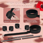 Adjustable BDSM Restraint Kit – Neck to Wrist Cuffs with Spreader Bar for Couples
