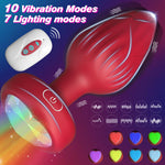 Anal Plug Vibrator Couples Sex Toys For Women, Light Up Vibrating Butt Plug With 10 Vibrations Adult Toys, Women Rose Sex Toys Anal Vibrators