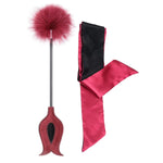 Adult Tickler For Bedroom 15", Satin Eye Mask For Women Red 59" Sex Blindfold, Beginners Accessories For Bdsm Activities