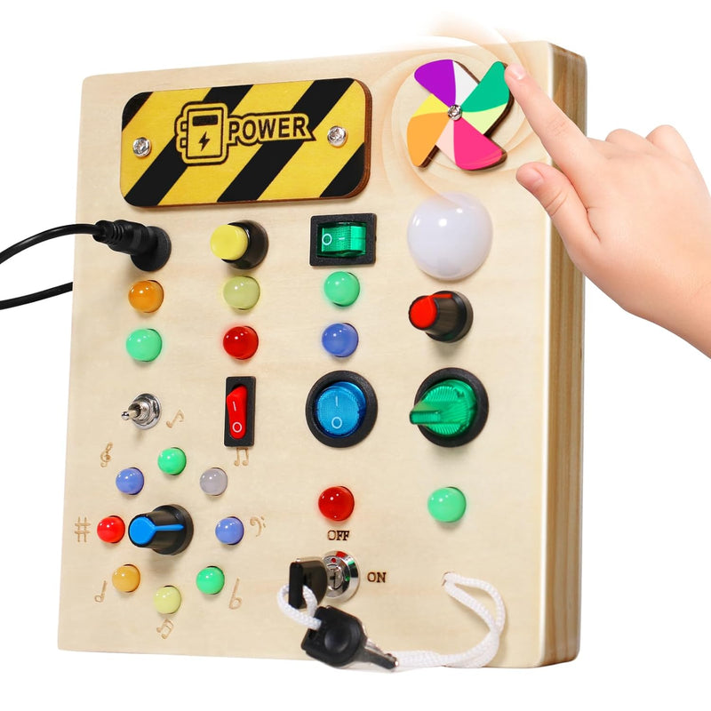 Montessori Busy Board For 1,2?3 Toddlers With Led Light Up Switch, Boys Gir