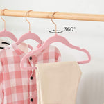 Baby Velvet Hangers Non-Slip Baby Clothes Hangers, 11.8” Inch 50 Pack Space Saving Childrens Hangers -360° Swivel Rose Gold Hook, Strong & Durable Infant/Toddler Pink Hangers