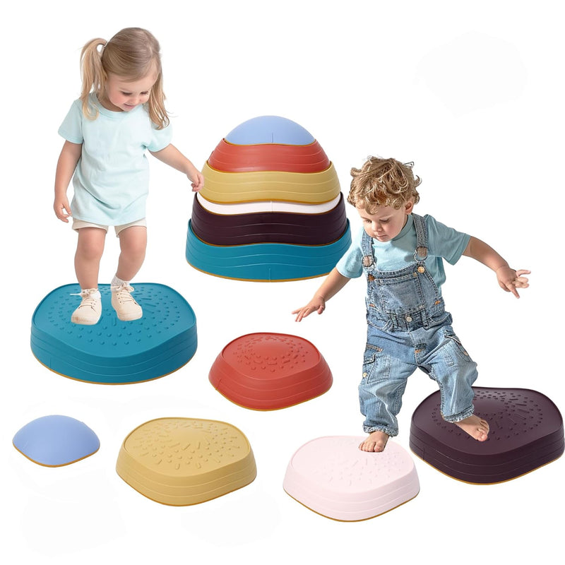 6 Pack Balance Stepping Stones For Kids Non Slip River Stones Obstacle Cour