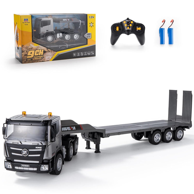 Remote Control Semi Truck Toys, 9 Channel Rc Semi Truck With Trailer, Construc