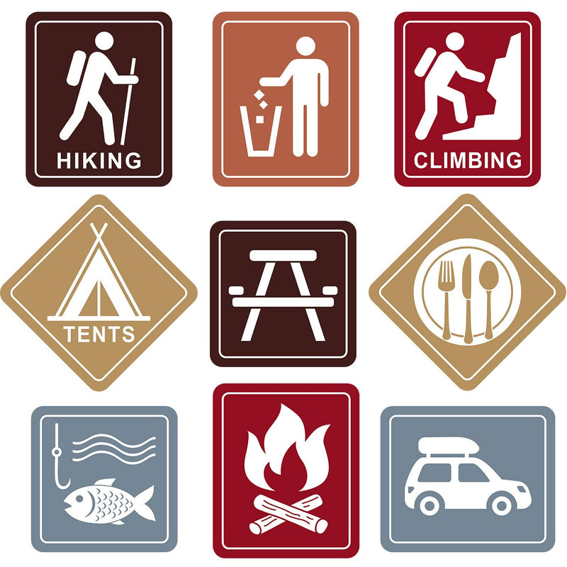 Camping Themed Party Decorations, 10 - 11.8 Inch Laminated Camping Sign Cutout